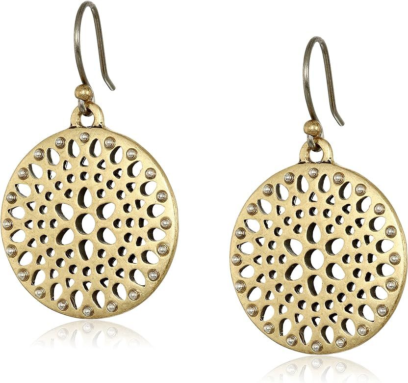 Lucky Brand Two Tone Open Work Drop Earrings | Amazon (US)