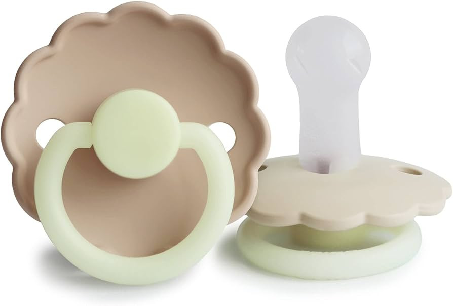 FRIGG Daisy Night SilkySoft Silicone Baby Pacifier | Made in Denmark | BPA-Free (Croissant/Cream,... | Amazon (US)