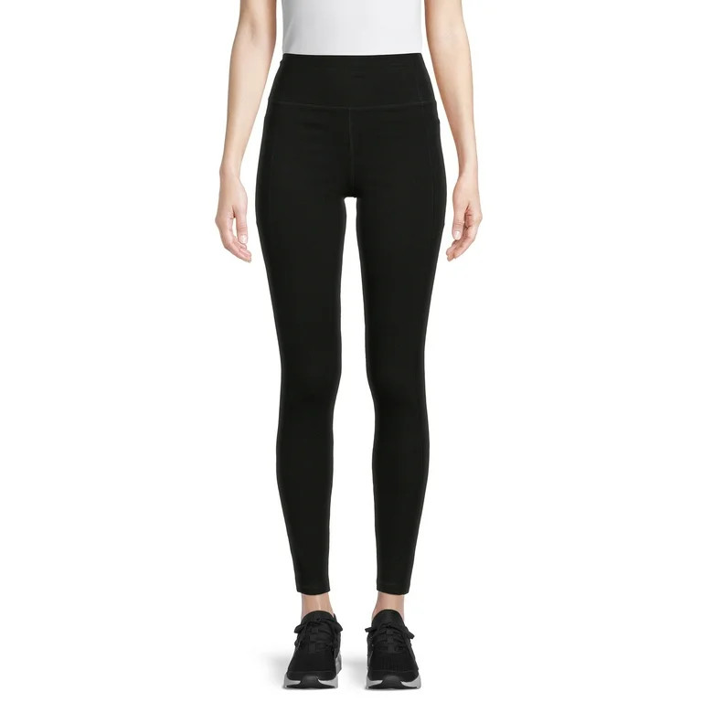Athletic Works Women's Stretch Cotton Blend Ankle Leggings with Side Pockets | Walmart (US)