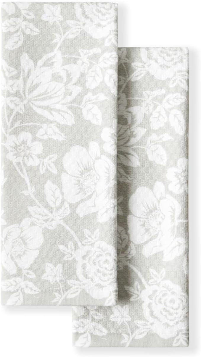 Martha Stewart Dual Purpose Kitchen Towel 2-Pack Set, Floral Vine, 16"x28" | Amazon (US)