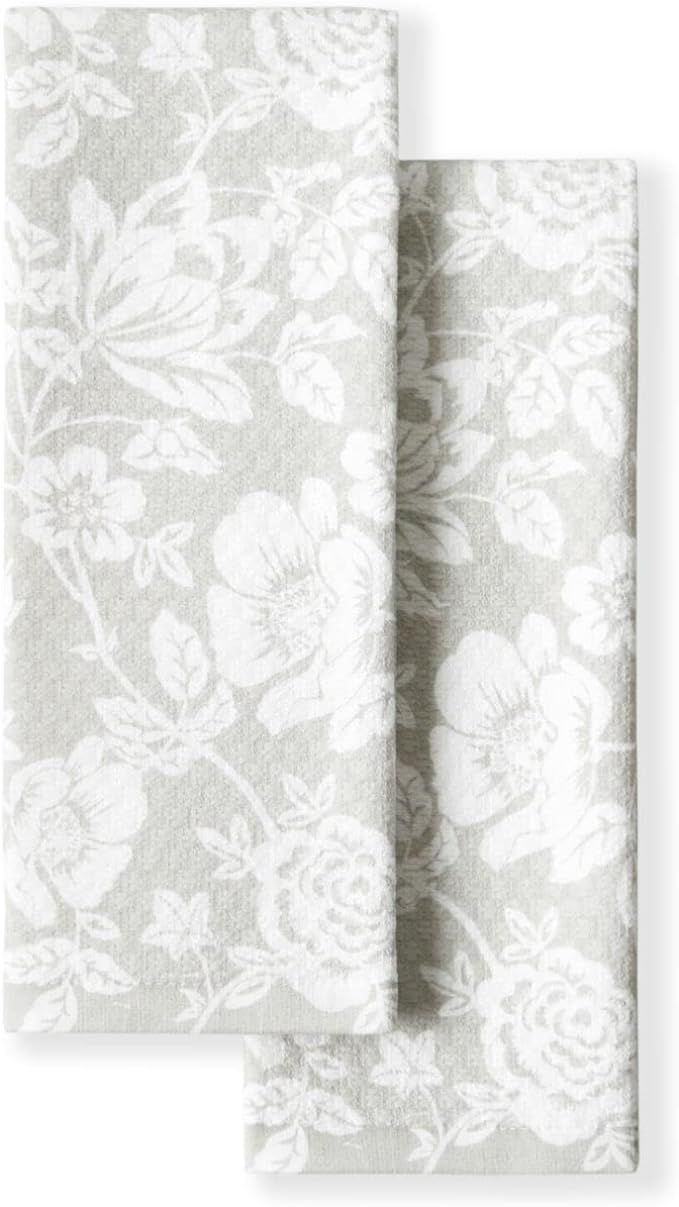 MARTHA STEWART Dual Purpose Kitchen Towel 2-Pack Set, Floral Vine, 16"x28" | Amazon (US)