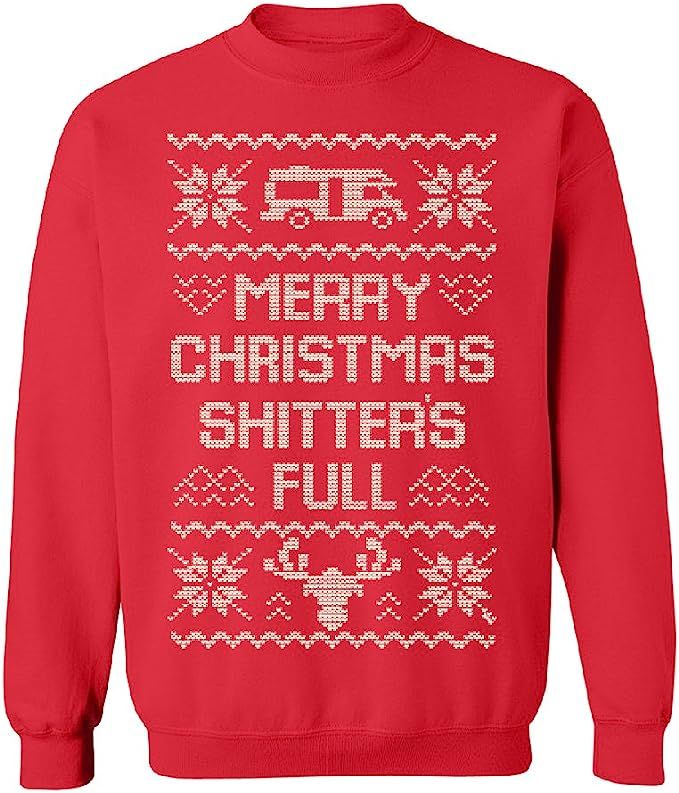 Merry Christmas Shitter's Full Unisex Crewneck Ugly Sweater Xmas Gift Sweater | Amazon (US)