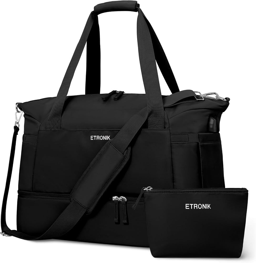 ETRONIK Gym Bag for Women, Personal Item Travel Duffel Bag with Shoes Compartment, Weekender Over... | Amazon (US)