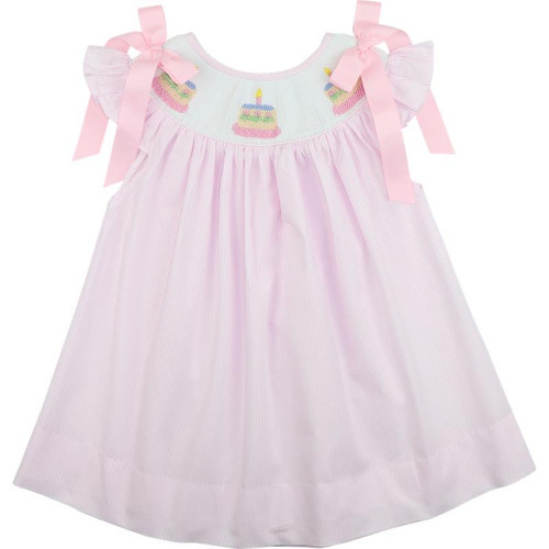 Pink Stripe Smocked Birthday Bow Dress | Cecil and Lou