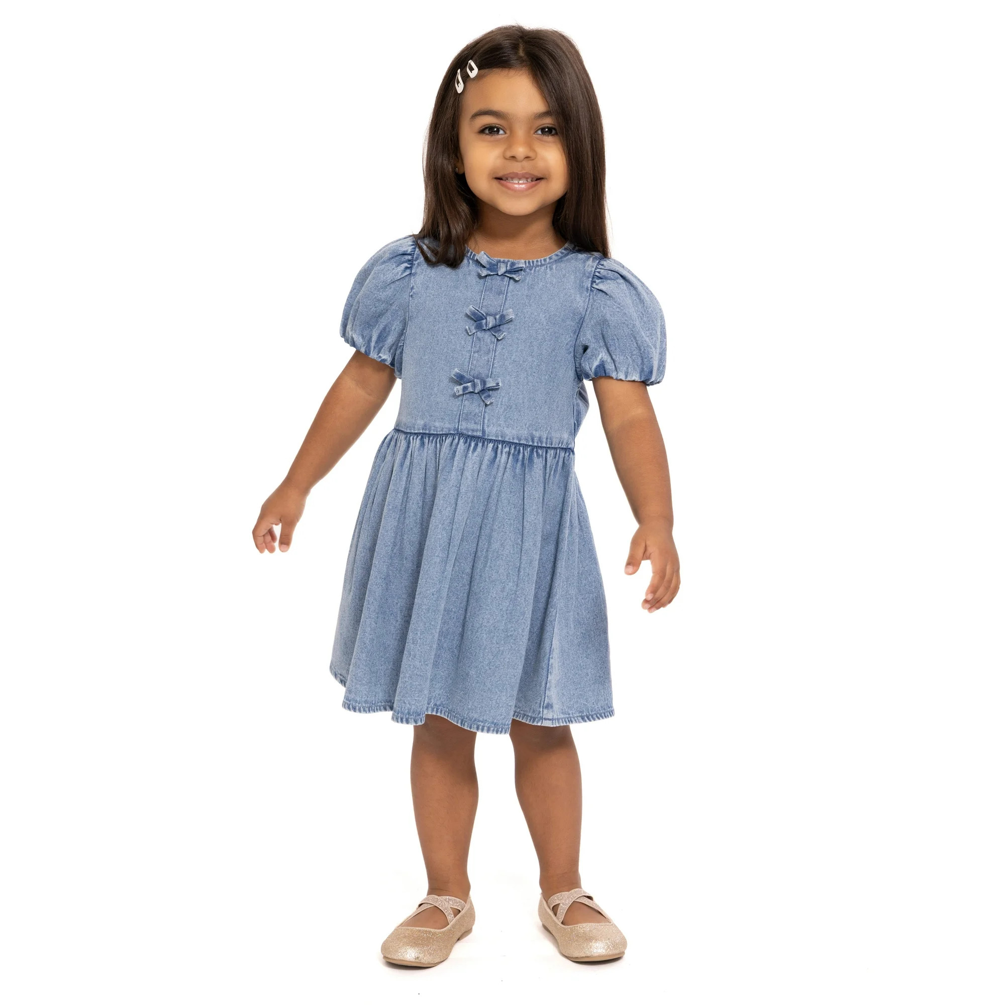 Wonder Nation Toddler Girls Stripe Dress with Bubble Sleeves, Sizes 12M-5T | Walmart (US)