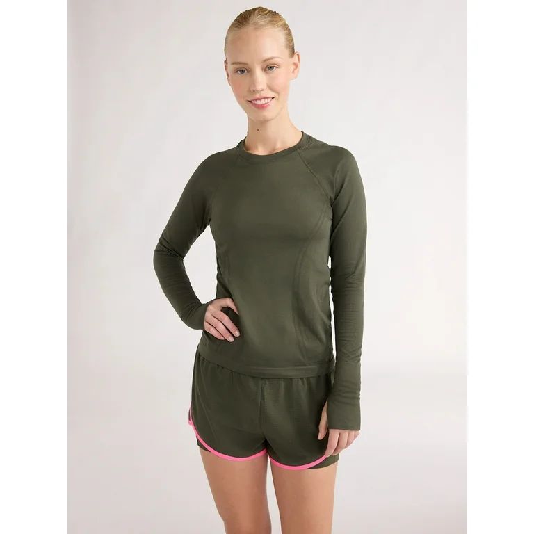 Love & Sports Women's Seamless Performance Tee with Long Sleeves, Sizes XS-XXL - Walmart.com | Walmart (US)