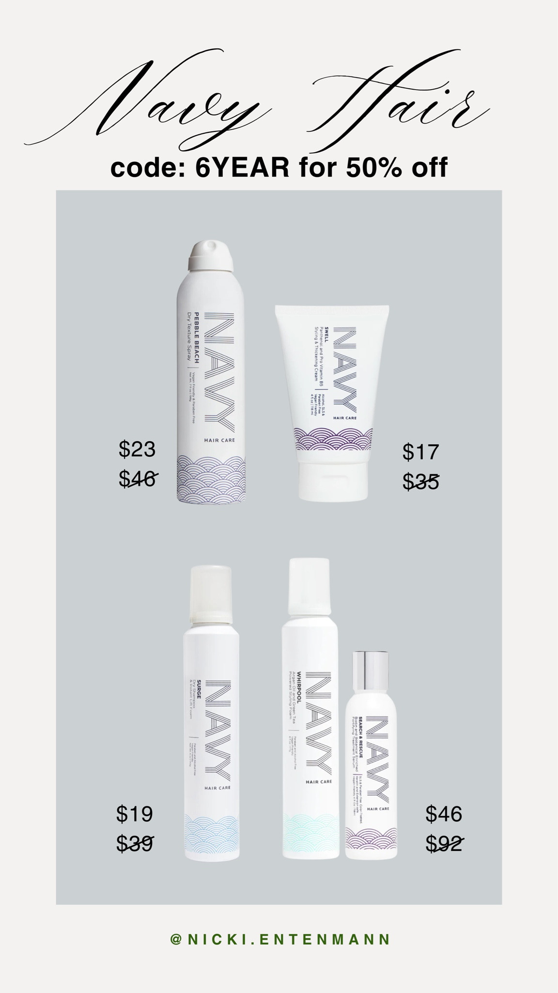 Happy 6th birthday to Navy Hair! Get 50% off site wide with code: 6YEAR. 

Navy hair, hair product sale, beauty essentials, birthday sale, nicki entenmann 


#LTKsalealert #LTKstyletip #LTKbeauty