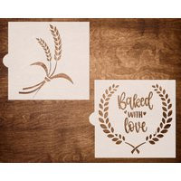 Fresh Bread Reusable Stencil - Sourdough Wheat Stencil, Bake With Love.(2 Pack -Stencils Only 6""x6 | Etsy (US)