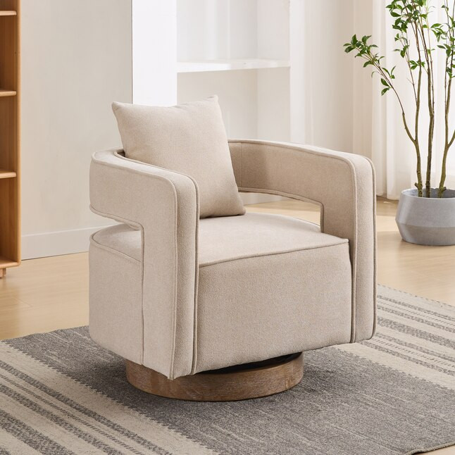 Hrinhom 29.1-in W Modern BEIGE Swivel Accent Armchair | Lowe's