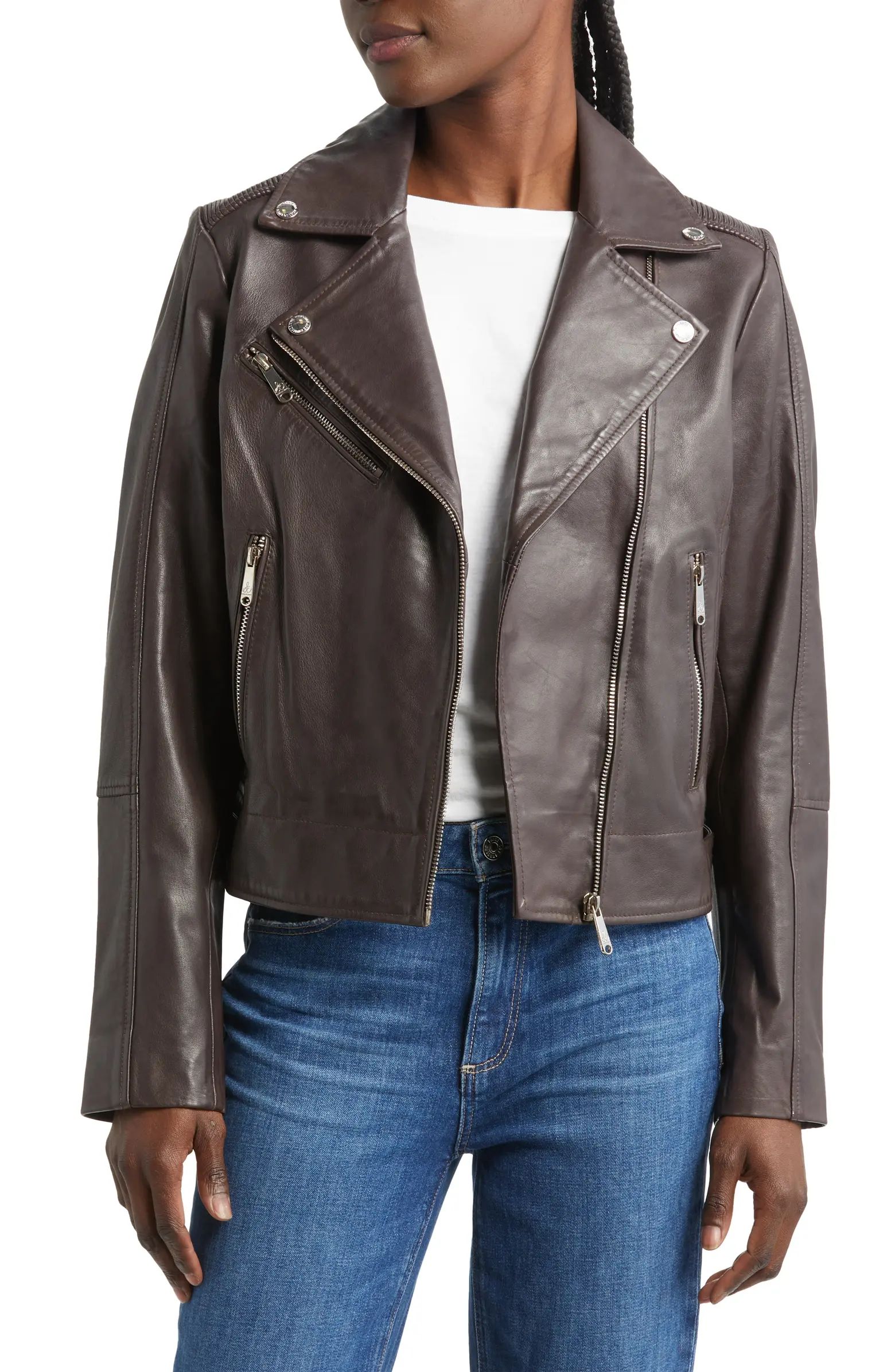 Sam Edelman Washed Leather Moto Jacket | Nordstrom | Nordstrom