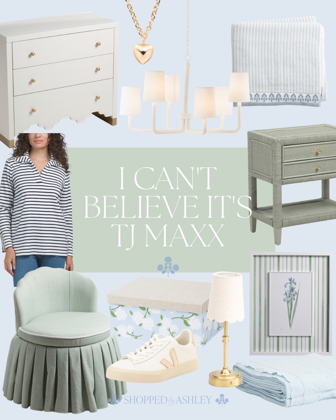 So much new at TJ Maxx this weekend 😍

Designer style, designer look, Serena and Lily style, HomeGoods finds, TJ Maxx finds, blue and green decor, Grandmillennial style, Grandmillennial decor, classic style, Grandmillennial home, scallop decor

#LTKHome