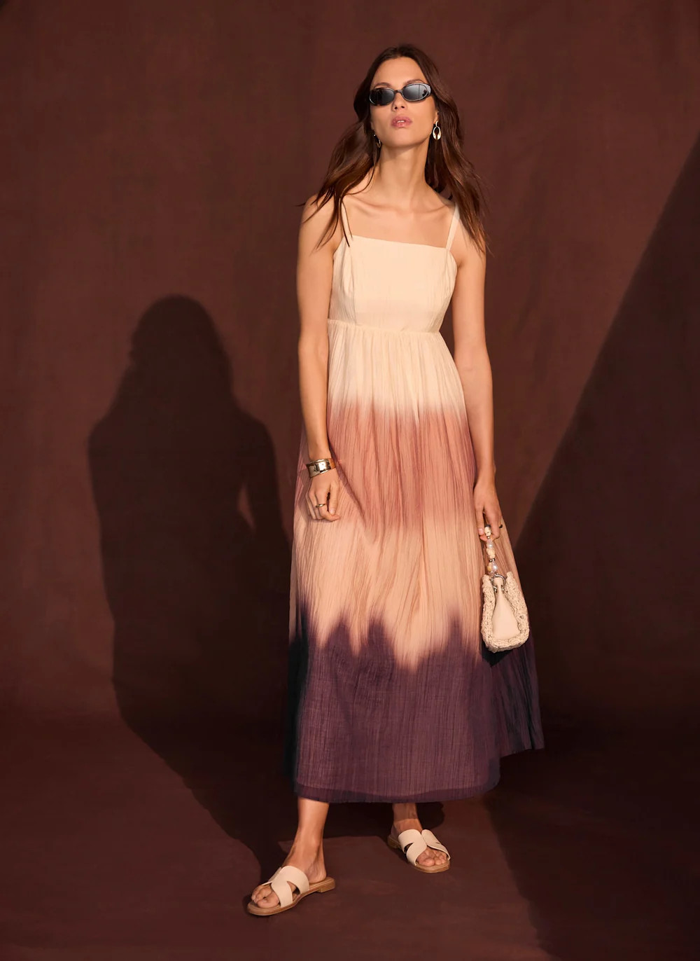 Brown Ombre Crinkle Maxi Dress | Mint Velvet