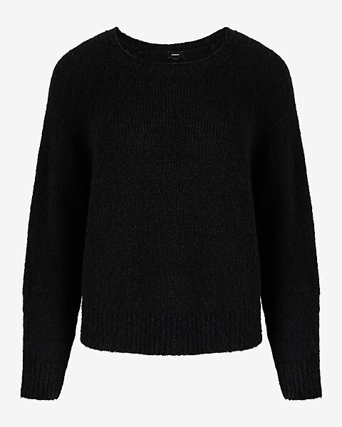 Fuzzy Knit Crew Neck Sweater | Express