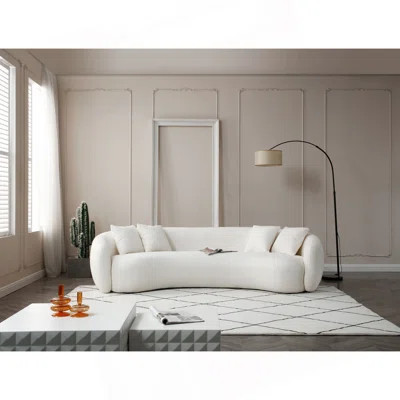 102'' 5-Seater Boucle Sofa Modern Sectional Half Moon Leisure Couch Curved Sofa Teddy Fleece Velet WHITE | Wayfair North America