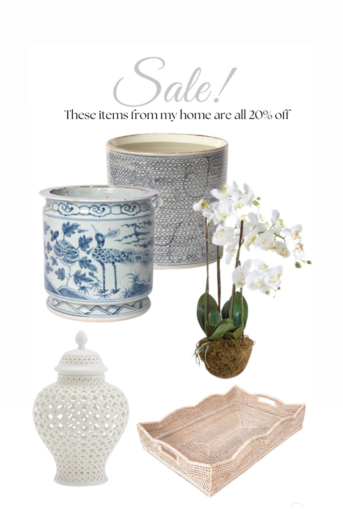Sale! 20% off! 
Home decor, home accessories, ginger jar, faux orchid, basket tray, planters

#LTKhome