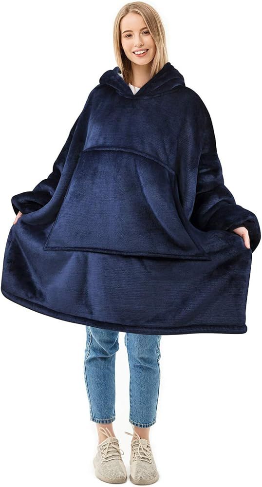 Oversized Blanket Sweatshirt, Super Soft Warm Cozy Wearable Sherpa Hoodie for Adults & Teens, Rev... | Amazon (US)