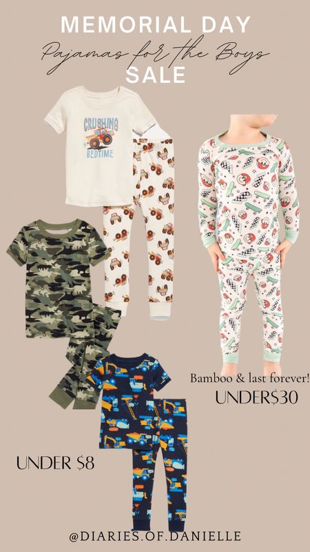 Memorial Day Sale! 
Pajamas I just grabbed for the boys 💙
The three pairs on the left are Old Navy and on sale for under $8 right now. The pair on the right are from Dream Big Little Co and I loved the print 😍 They’re under $30 right now and the softest bamboo fabric. These will last forever and have a lot of stretch! 

Boys pajamas, toddler boy pajamas, preschool boy pajamas, Old Navy, Dream Big Little Co, sleepwear for kids, matching pjs 

#LTKKids #LTKSaleAlert #LTKFindsUnder50