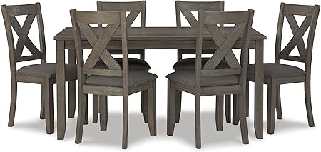 Signature Design by Ashley Caitbrook Rustic 7 Piece Dining Set, Include Table and 6 Chairs, Gray | Amazon (US)