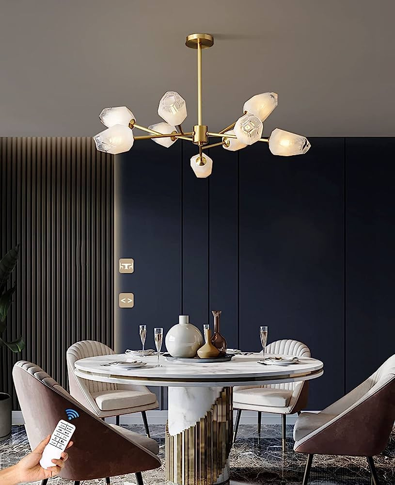 IDEQUY Modern 9-Light Sputnik Gold Chandeliers Living Room Bedroom | Amazon (US)