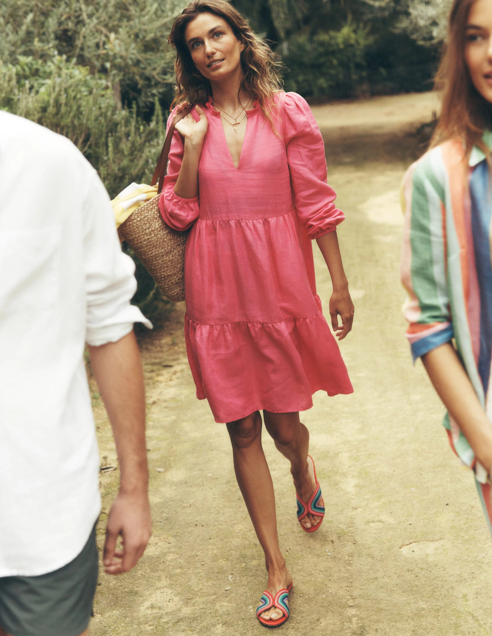 Esme Linen Short Dress-Pink Peony | Boden (US)