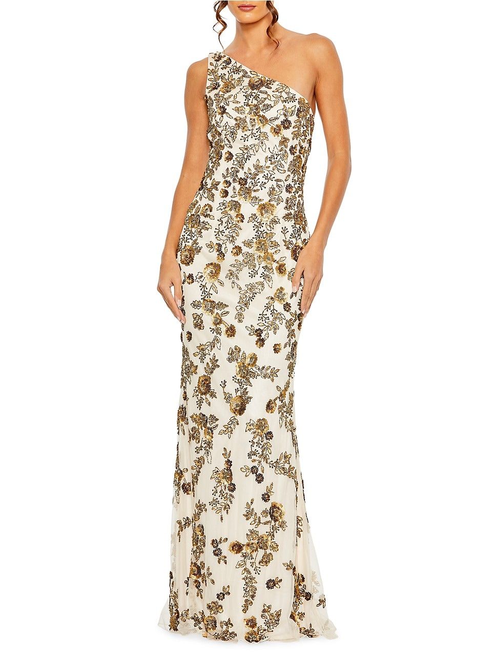 Asymmetric Floral Beaded Gown | Saks Fifth Avenue