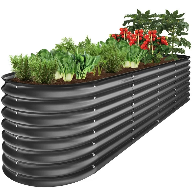 Best Choice Products 8x2x2ft Metal Raised Garden Bed, Oval Outdoor Planter Box w/ 4 Support Bars ... | Walmart (US)