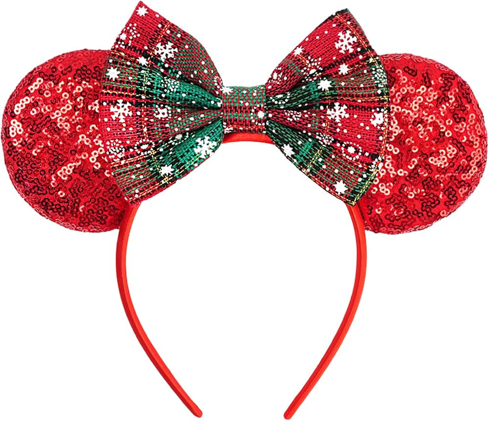 MADO Christmas mouse ear headbands for women, Red mini ears for adults women little girls (xmas-r... | Amazon (US)