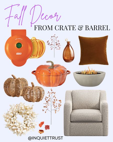 Bring the Fall vibes to your kitchen, patio, and living room with these Fall Decor from Crate & Barrel! They got a variety like pumpkin waffle maker, pumpkin cast iron, throw pillows, chairs, fire bowl, and other home decors! 

Crate  & Barrel finds, Crate & Barrel faves, fall home decor, fall home decor ideas, fall home decor inspo, patio refresh, patio decor, patio faves, living room, living room must-haves, living room inspo, living room ideas, home decor, home inspo, home finds, home favorites, home decor inspo, décor, diy décor

#LTKhome #LTKfamily #LTKSeasonal