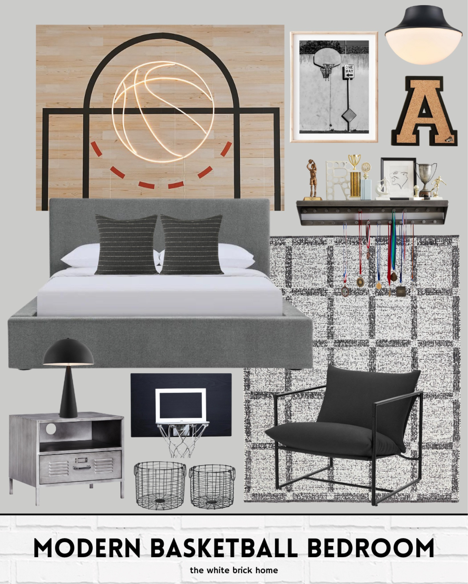This basketball decal and light are 👏🏻👏🏻👏🏻 what a fun accent wall for a bedroom! 

Teen boy, teen boy bedroom, boys room, boys bedroom, basketball bedroom, basketball wall hoop, basketball hoop, bedroom ideas boy, themed room boy, sports themed bedroom, sports themed room, basketball bedroom, teen boy bedroom furniture, teen boy bedroom chair, boys room bed, boys room nightstand, boys room rug, boys room ideas, boys room design, boys room wall decor, sports wall decor, basketball light, boys room accent wall, boys room furniture, bed, bedroom, lamp, boys room light, flush mount, pottery barn teen, wayfair, Amazon, Etsy, Etsy wall art, home decor, home accessories. 

#LTKHome #LTKStyleTip #LTKKids