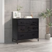 Vidaxl - Chest of Drawers Black 75x35x70 cm Solid Recycled Pinewood Black | ManoMano UK