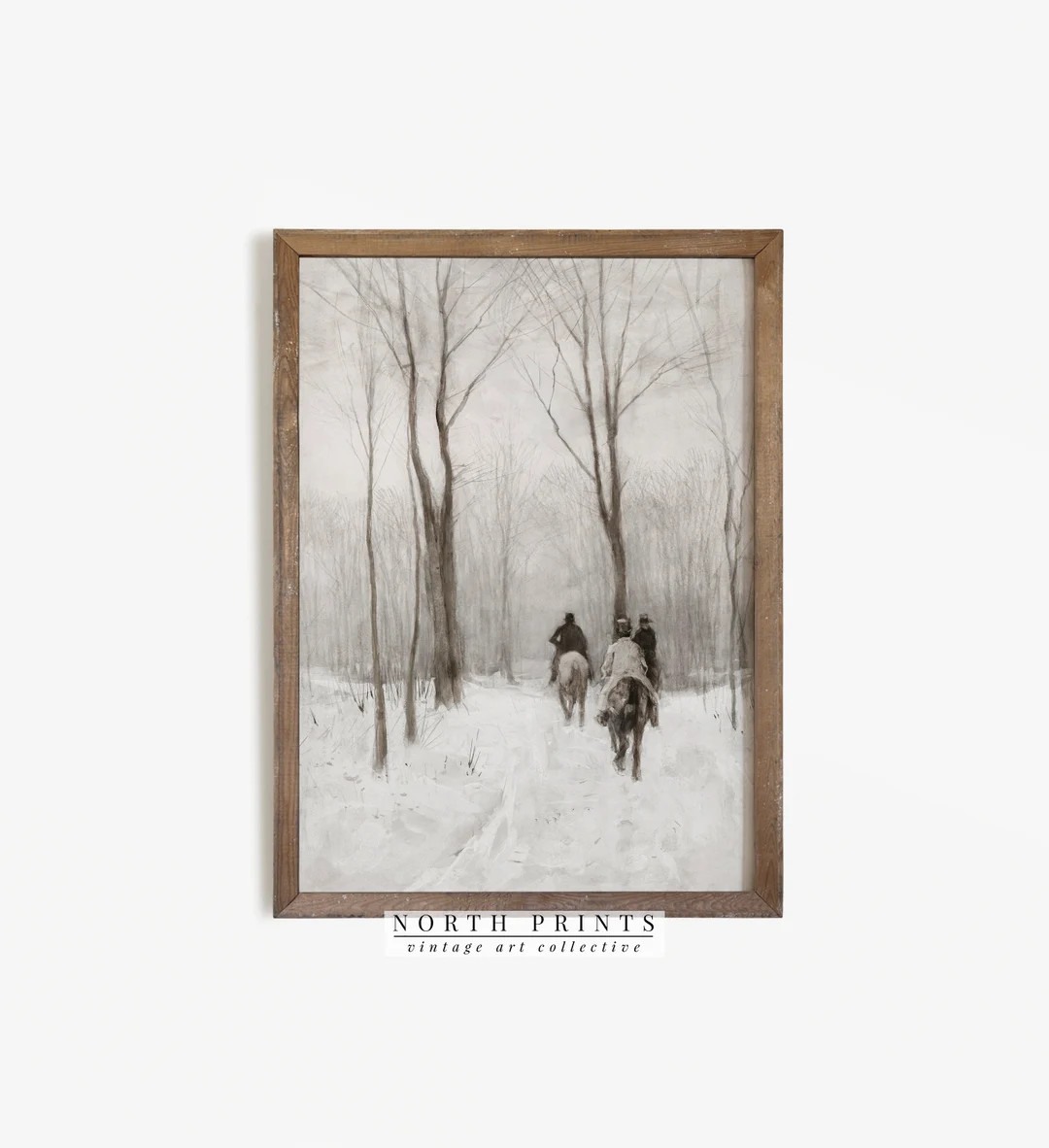 Neutral Winter Landscape Painting Vintage Christmas Holiday - Etsy | Etsy (US)