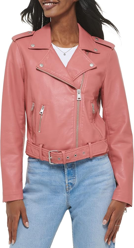 Levi's Women's Faux Leather Belted Motorcycle Jacket (Standard and Plus Sizes) | Amazon (US)