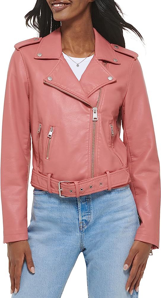 Levi's Women's Faux Leather Belted Motorcycle Jacket (Standard and Plus Sizes) | Amazon (US)