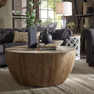 Hatteras Drum Reclaimed Wood Barrel Coffee Table by iNSPIRE Q Artisan | Bed Bath & Beyond
