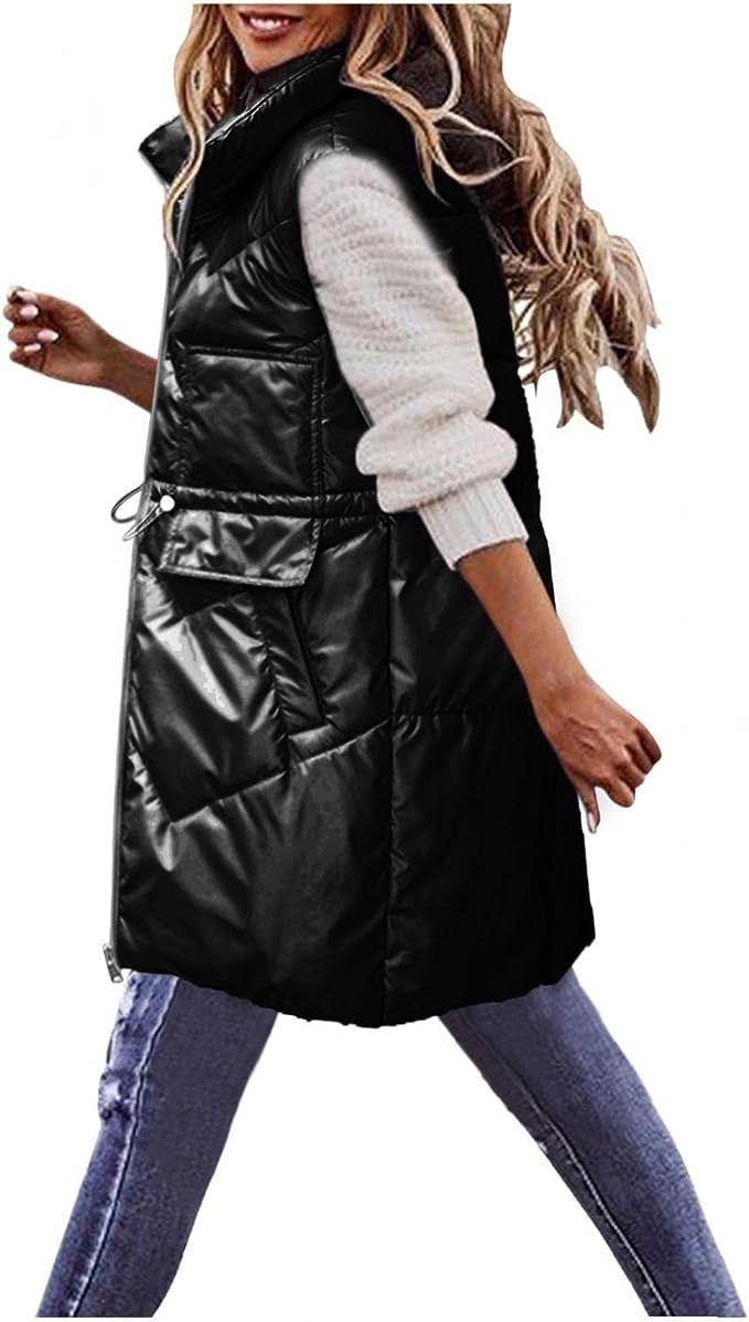 Sposcar Long Down Vest for Women Plus Size, Womens Fashion Sleeveless Warm Jacket Winter Thick Wi... | Amazon (US)