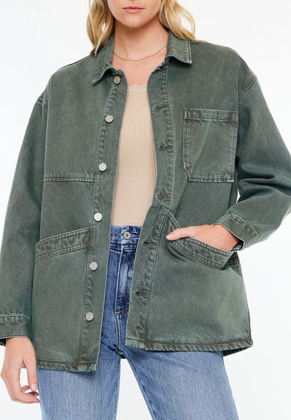 KanCan™ Olive Oversized Chore Jacket | Maurices