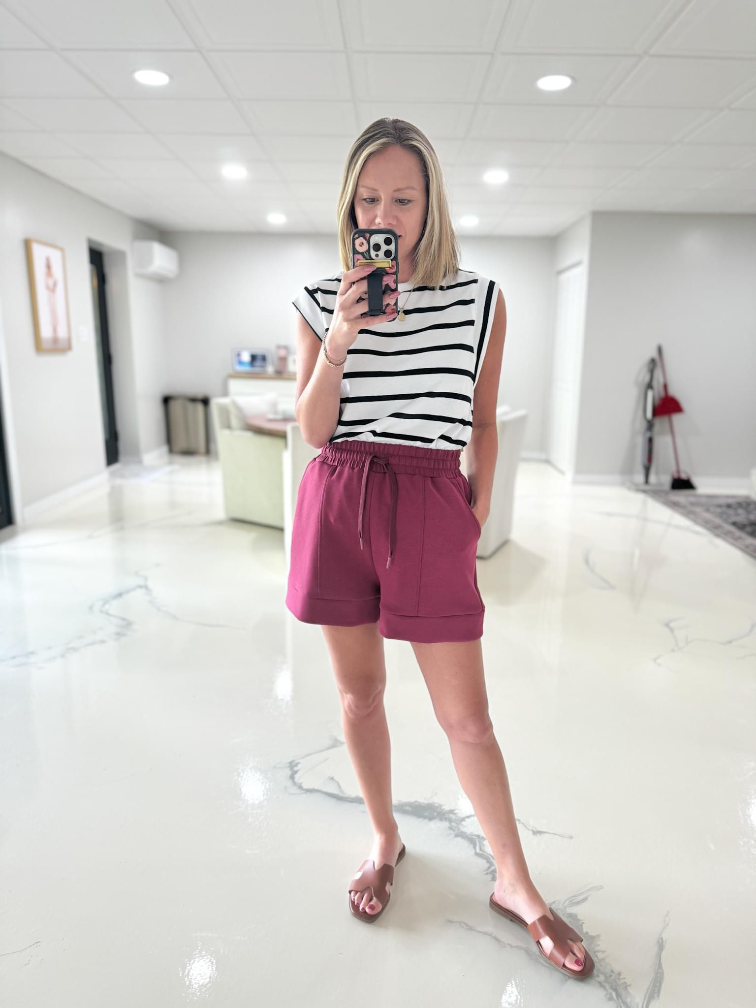 Comfy shorts from Amazon 
Fashionablylatemom 
Fashionably late mom 