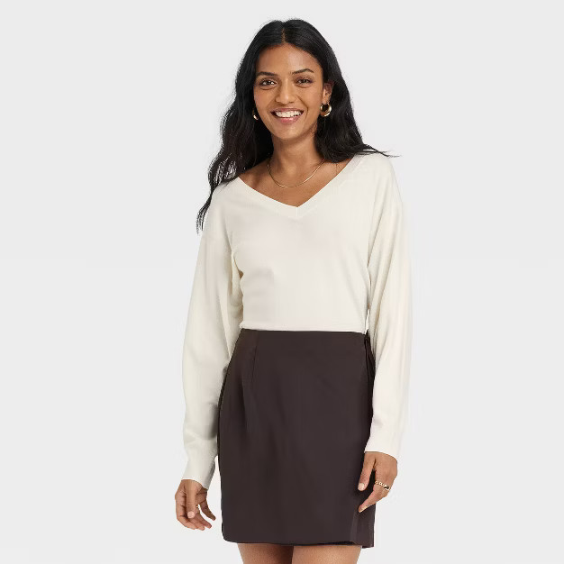 Women's Fine Gauge V-Neck Sweater - A New Day™ | Target