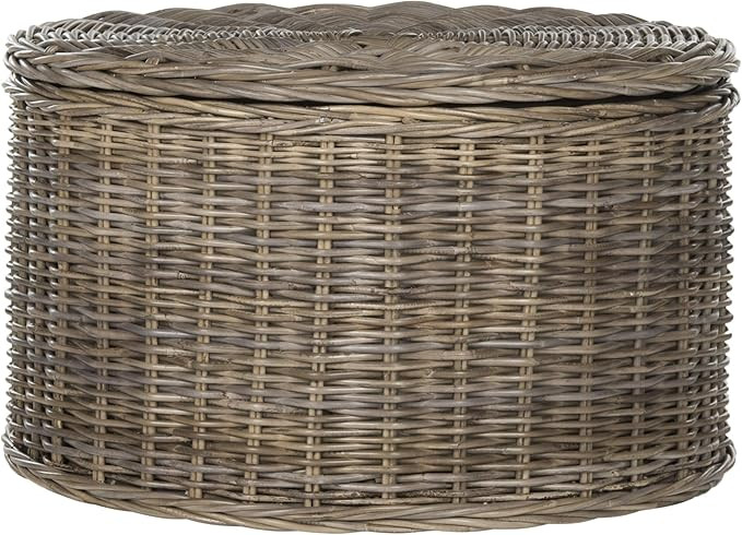 SAFAVIEH Home Collection - Jesse Grey Wicker Storage Round Coffee Table, Fully Assembled, Handwov... | Amazon (US)
