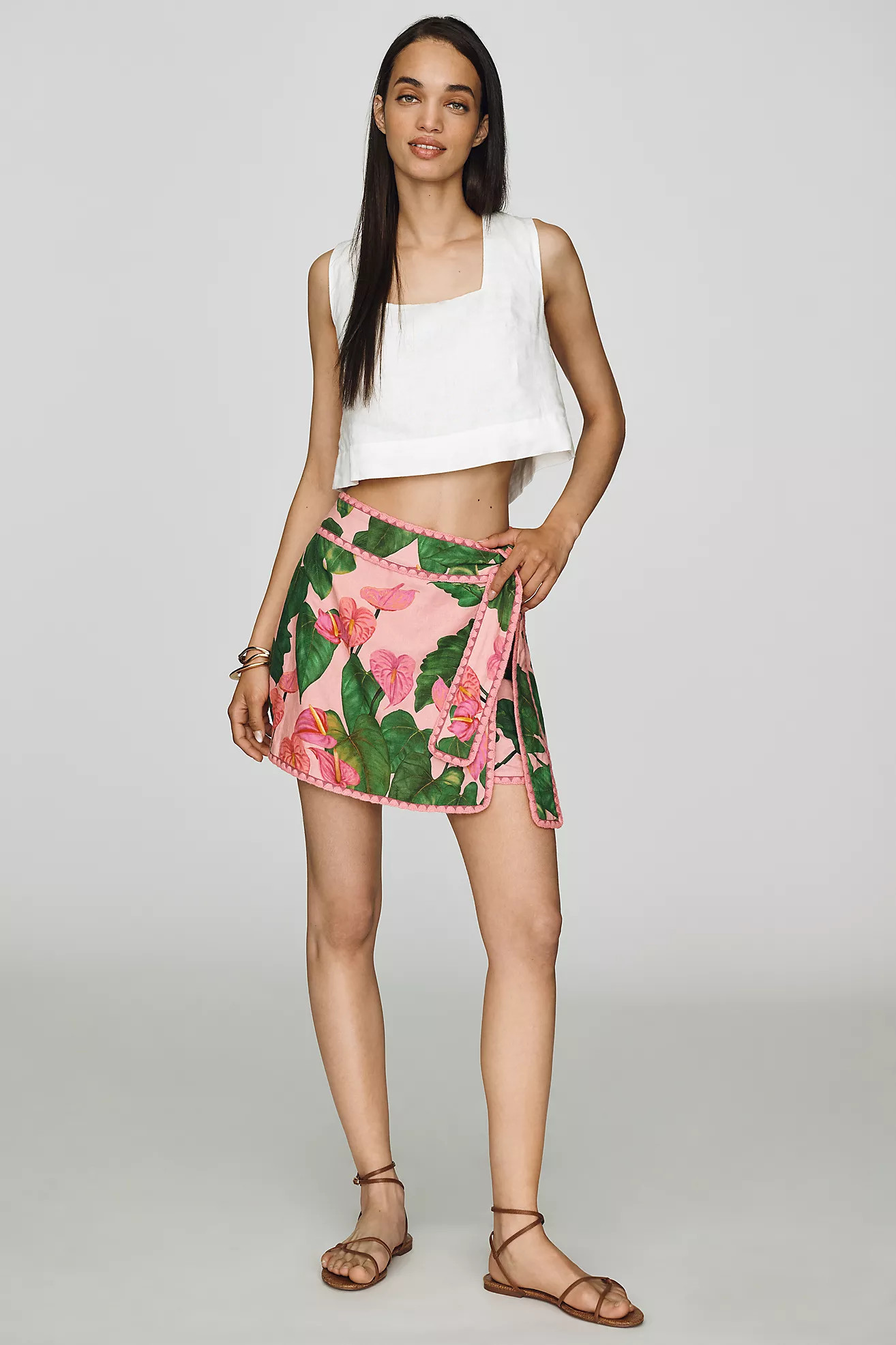 Farm Rio Linen Wrap Skort | Anthropologie (US)