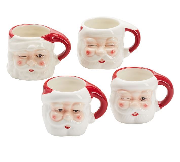 Santa Claus Shaped Handcrafted Ceramic Mugs | Pottery Barn (US)