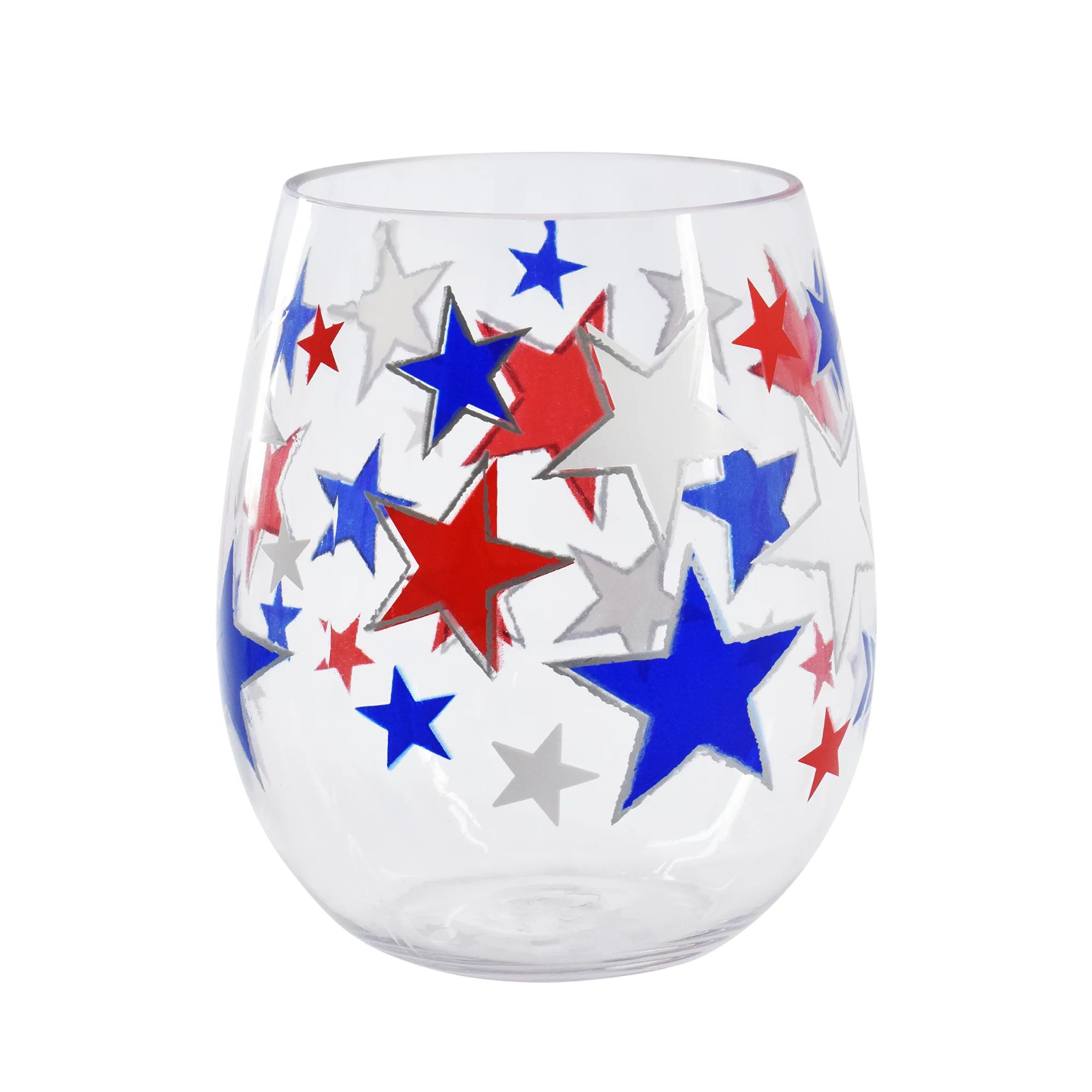Patriotic Red, White & Blue Plastic Stemless Wine Glass, Way to Celebrate | Walmart (US)