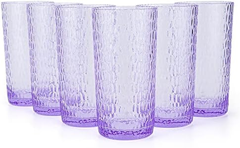 22-ounce Honeycomb Hiball Glasses Plastic Tumbler Acrylic Glasses, set of 6 Purple | Amazon (US)