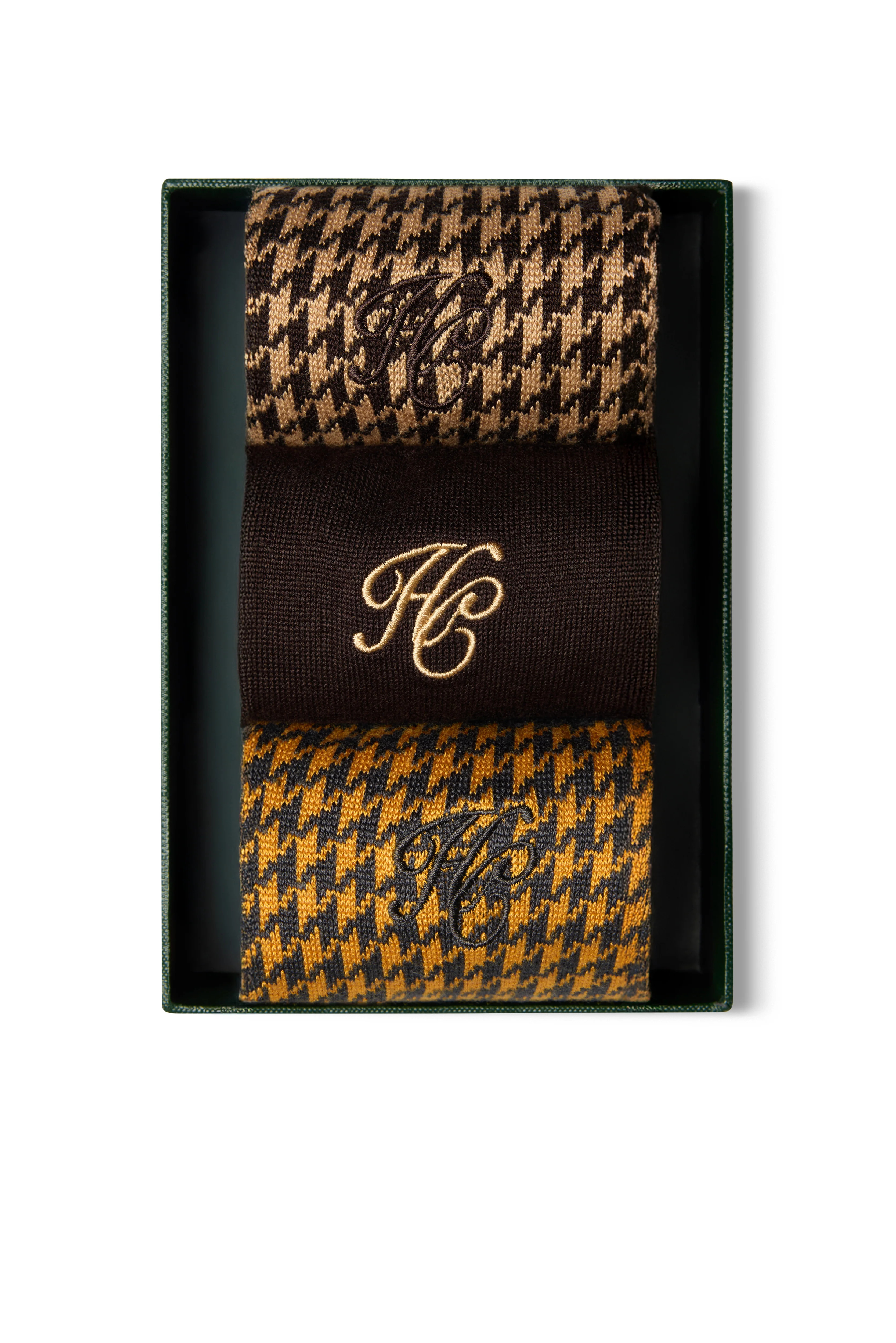 Women's Sock Gift Box (Chocolate Houndstooth Set) | Holland Cooper