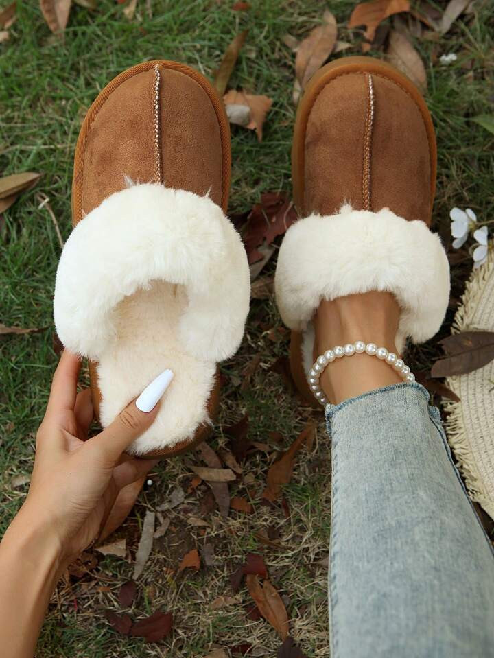 Winter Korean Style Flat Furry Comfortable Slippers | SHEIN