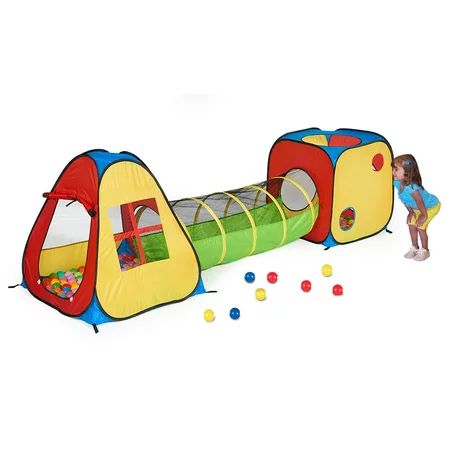 UTEX 3 in 1 Pop Up Play Tent with Tunnel, Ball Pit for Kids, Boys, Girls, Babies and Toddlers, Indoo | Walmart (US)