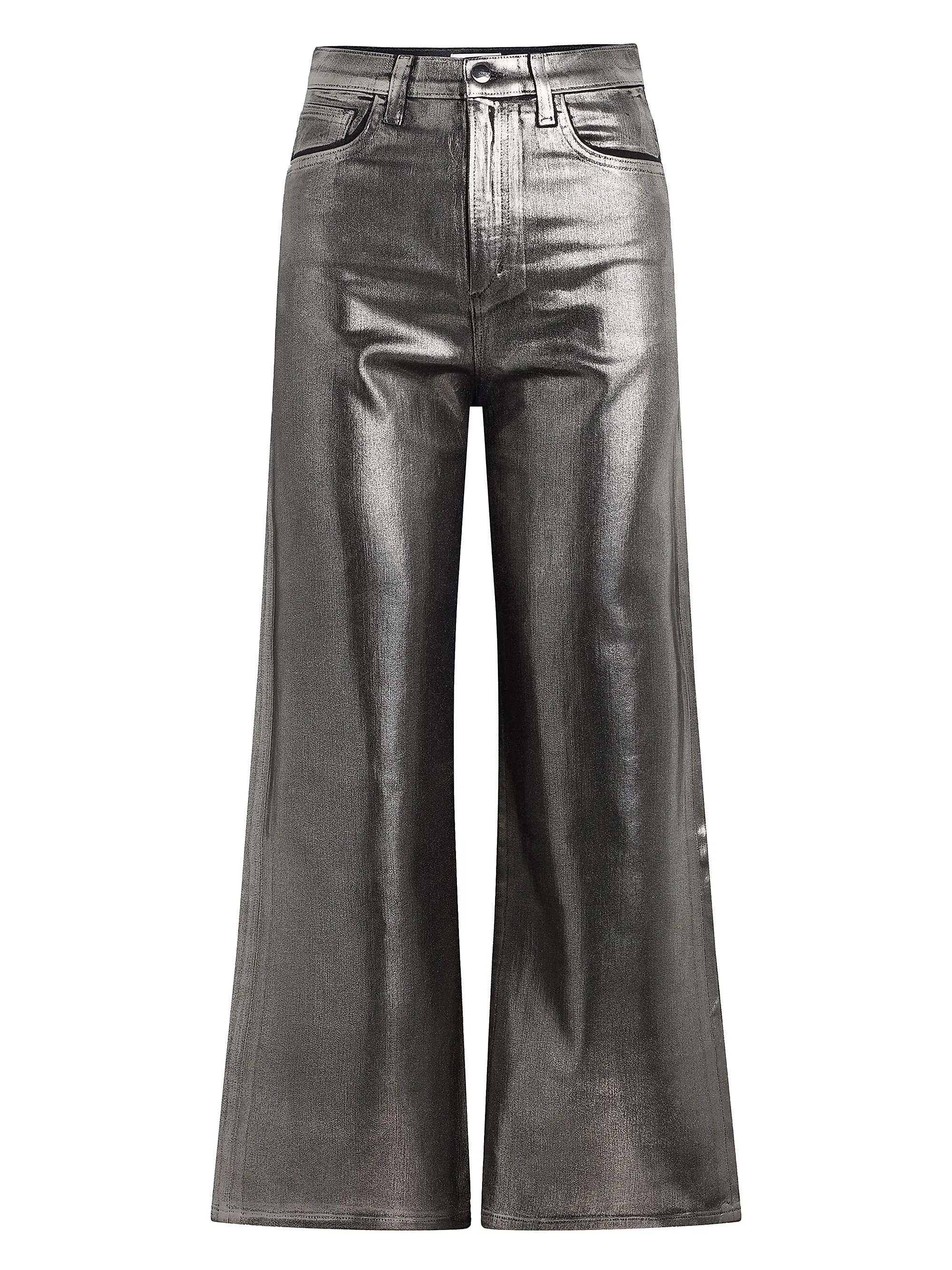 The Mia Foiled Wide-Leg Ankle Crop Jeans | Saks Fifth Avenue