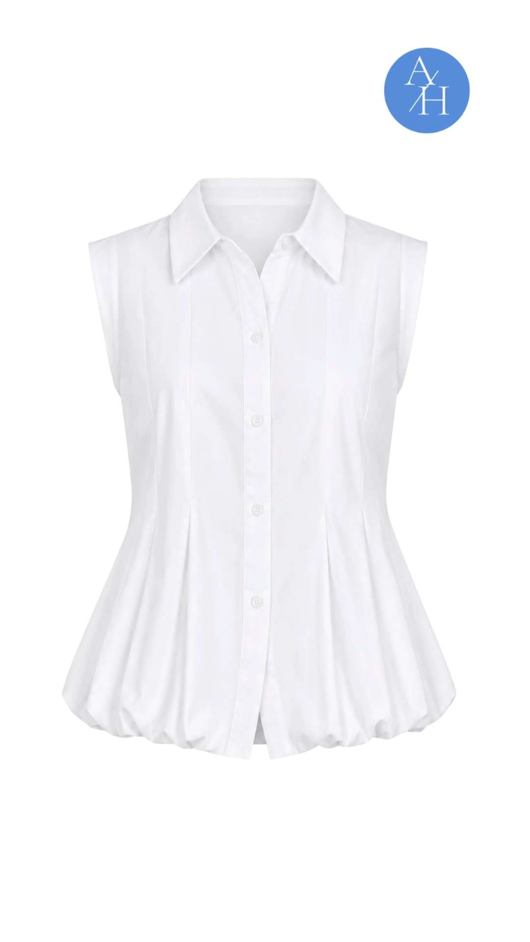 A white top you'll reach for over and over. The Maeve Sleeveless Pleated Bubble-Hem Buttondown Top combines crisp tailoring with a playful bubble hem for a polished look that's flattering, modern, and easy to style with everything from denim to wide-leg pants and skirts.

❤️ Heart = Support my posts
📌 Save = Get sale & restock alerts
🛍️ Follow me on LTK for more effortless everyday style. 

 #LTKootd #LTKSeasonal #LTKOver40