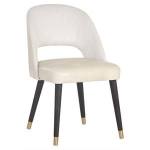 Sunpan Monae 19.25" Modern Faux Leather and Fabric Dining Chair in Cream | Cymax