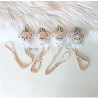 Crochet Pacifier Lamb Clip With Lace Bow Tie | Etsy (US)